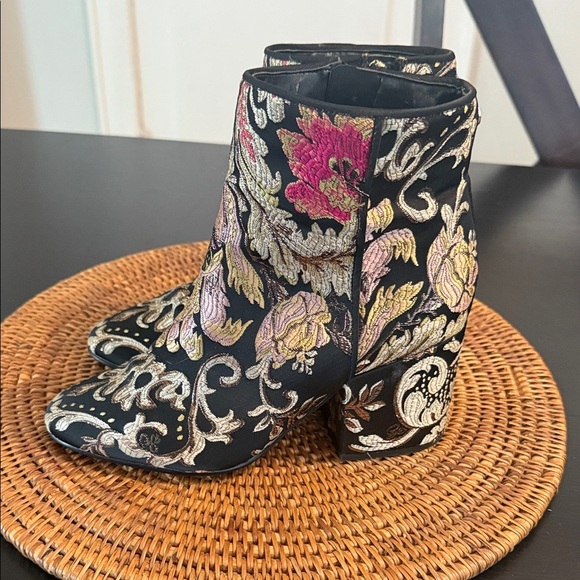 Sam Edelman Floral Embroidered Ankle Boots - Picture 1 of 10